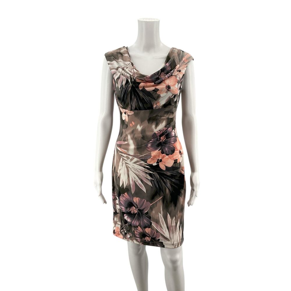 Connected Apparel Mauve/Purple Floral Pre-Owned Ladies Dress - Size 4 Petite